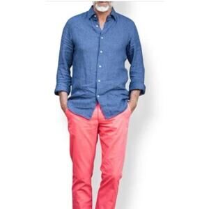 Les Canebiers Mens 3XL/38 US Tartane Pant Raspberry Cotton Straight Pockets